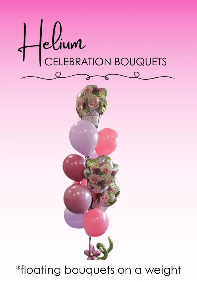Helium balloon bouquet in pink tones