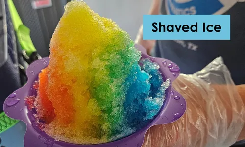 Rainbow shaved ice dessert served fresh at events in Grand Forks ND