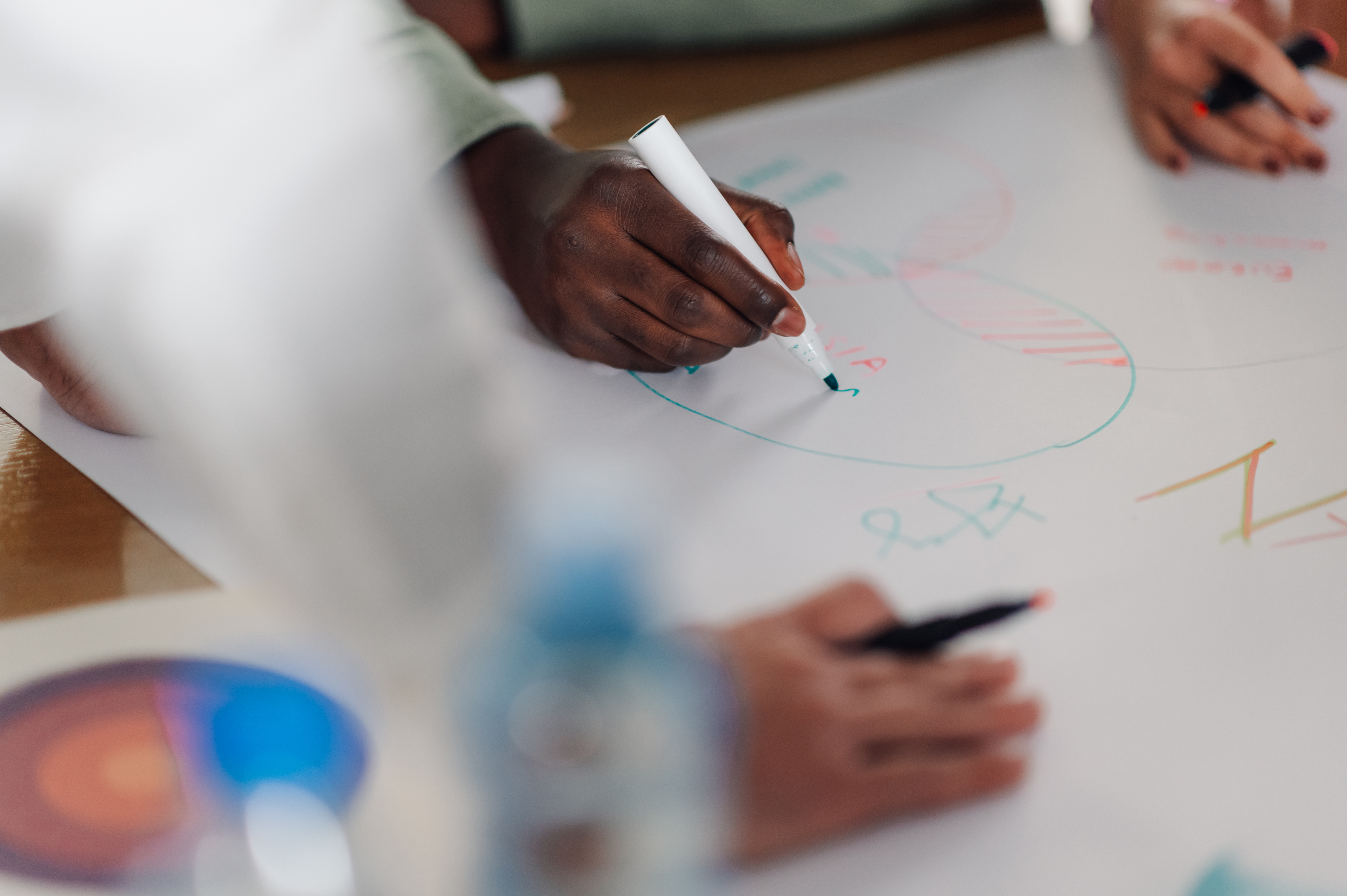 printed sticky notes glued on board