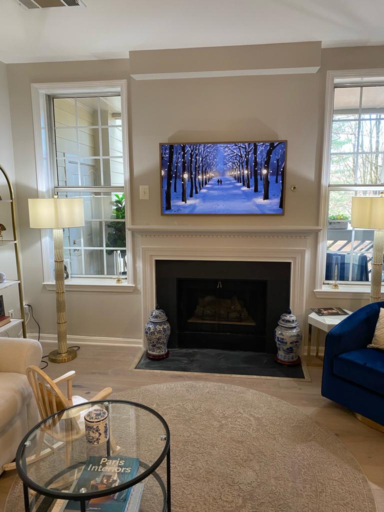 TV mounted above fireplace in Leesburg Virginia