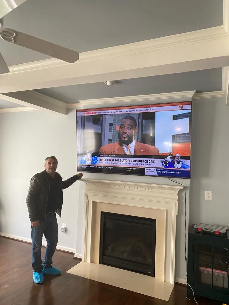 Fireplace TV installation in Clifton Virginia
