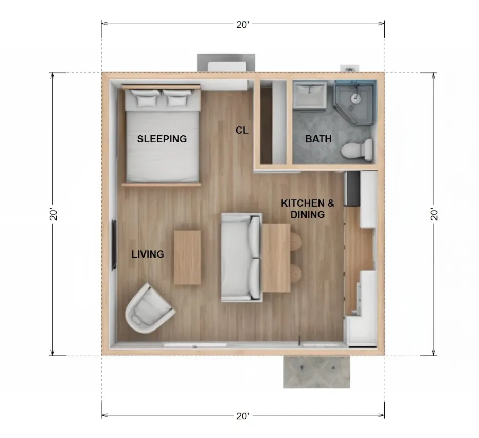 a river running through a lush green park