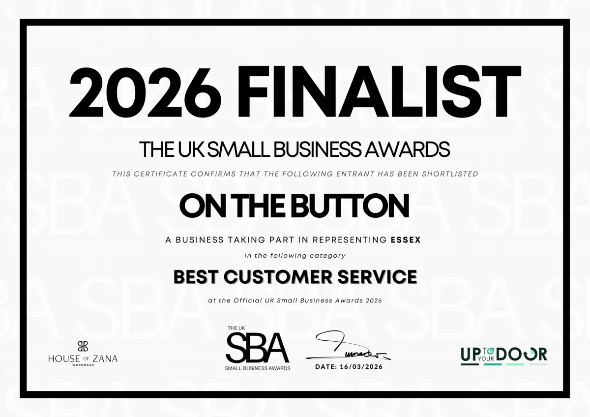Certificate for 2026 Finalist for Best Customer Service at https://smallbusinessawardsuk.co.uk/
