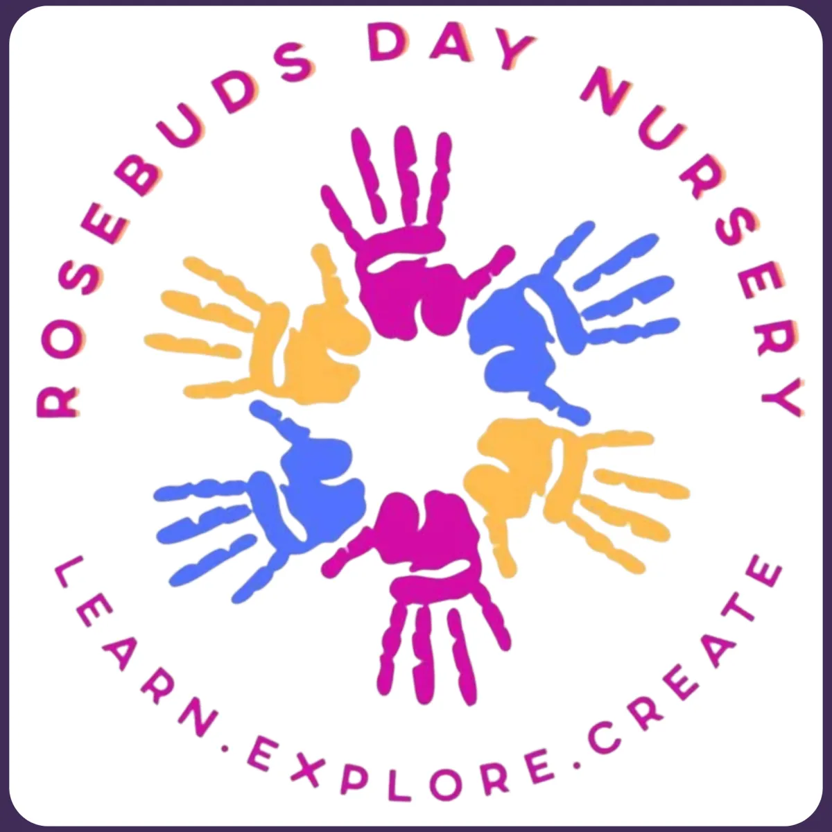 The logo of our customer Rosebuds Day Nursery using On the Button Well-being and Safeguarding Software.