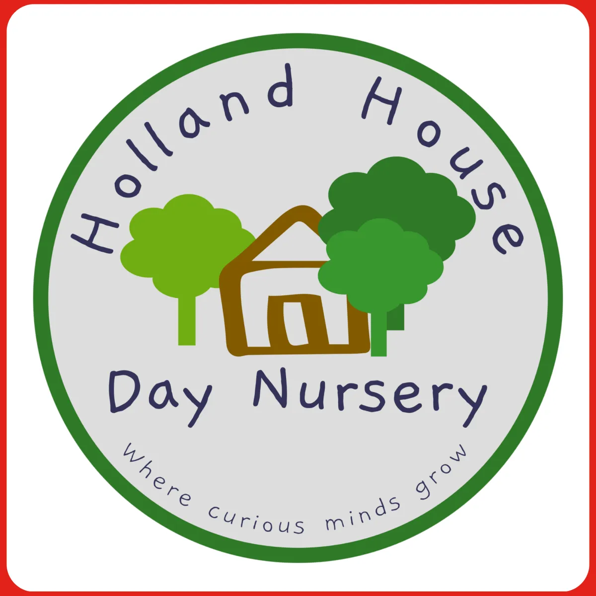 The logo of Holland House Day Nursery who uses On the Button, Well-being and Safeguarding EYFS Software