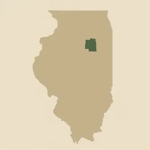 Carol Stream service area map highlighting DuPage County by Carol Stream Tree Care.