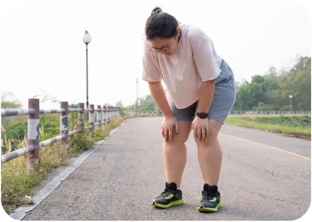 woman being tired because she is running