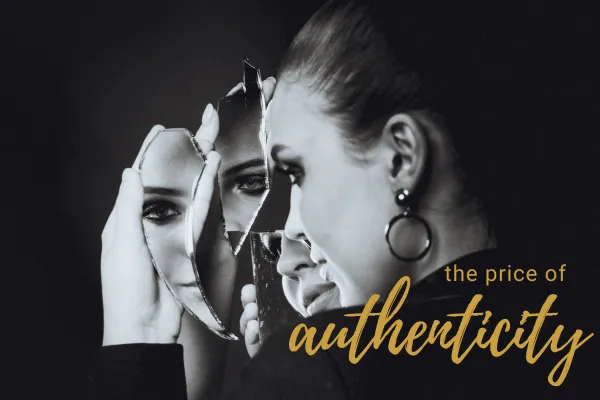 woman looking into mirror