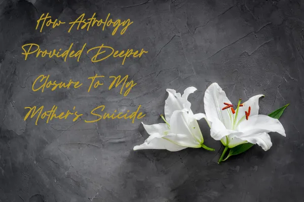 white lilies on grey background and text