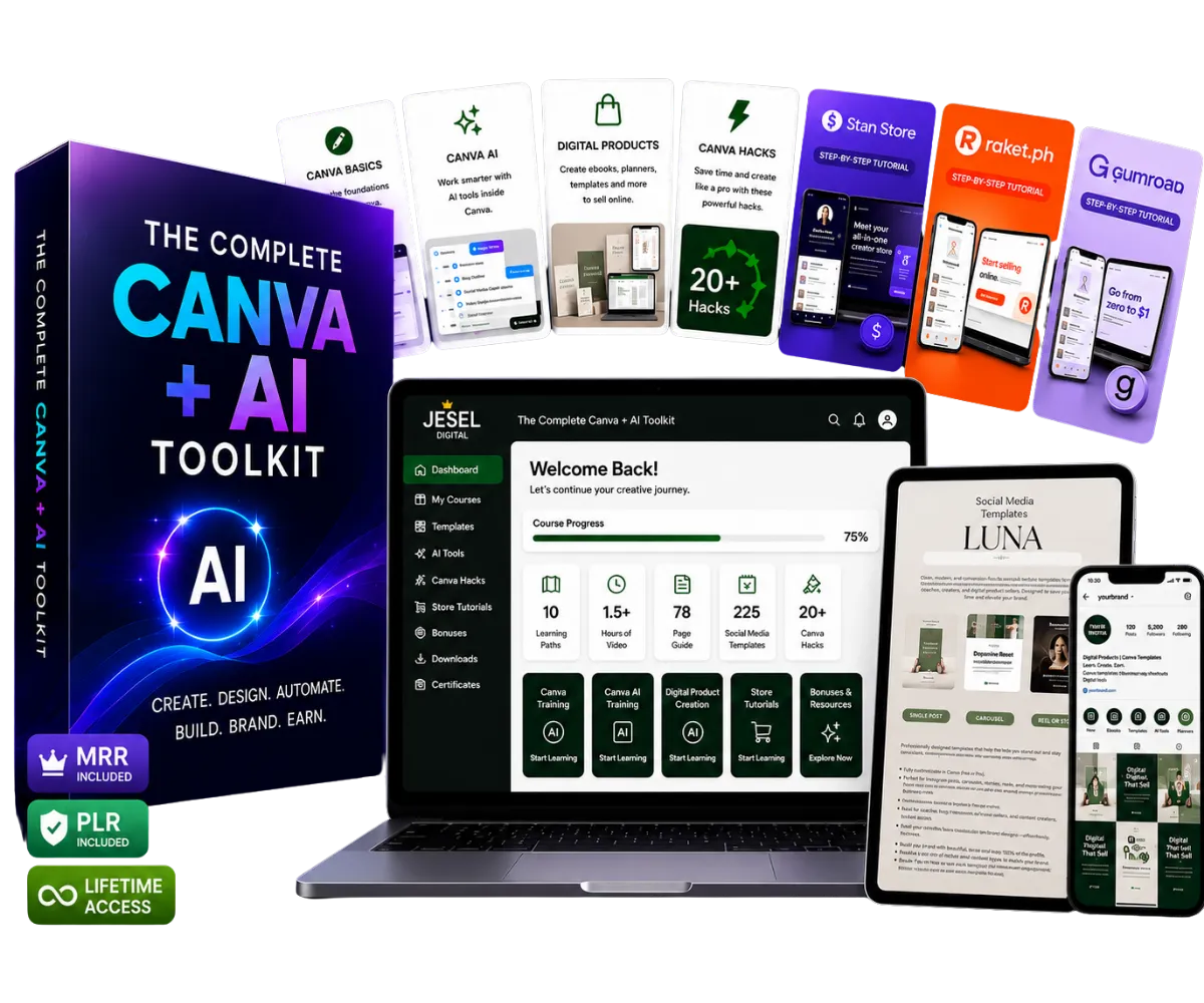 The Complete Canva + AI Toolkit product preview by Jesel Digital