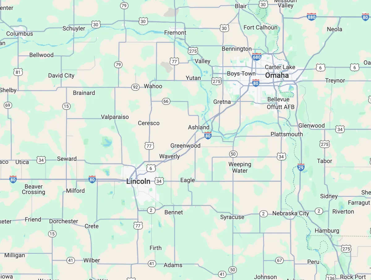 Map of Metro Lincoln NE Area