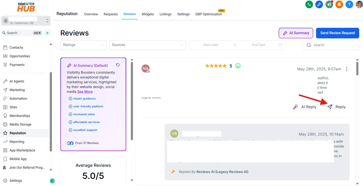 CRM reviews boosterhub niagara