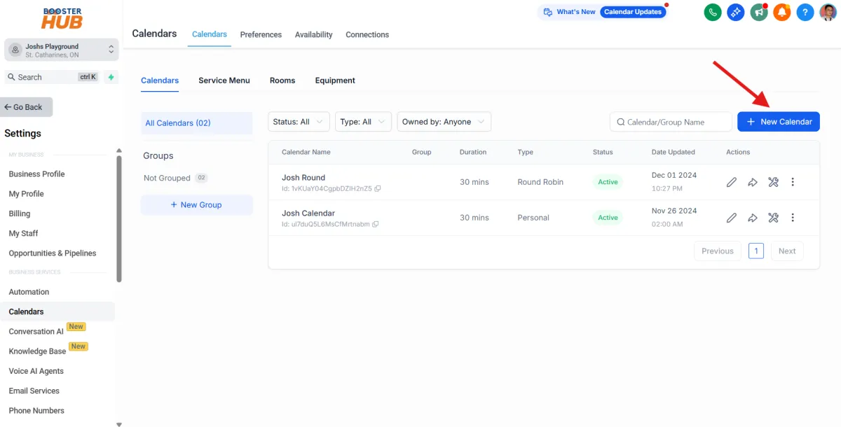 crm calendar boosterhub niagara