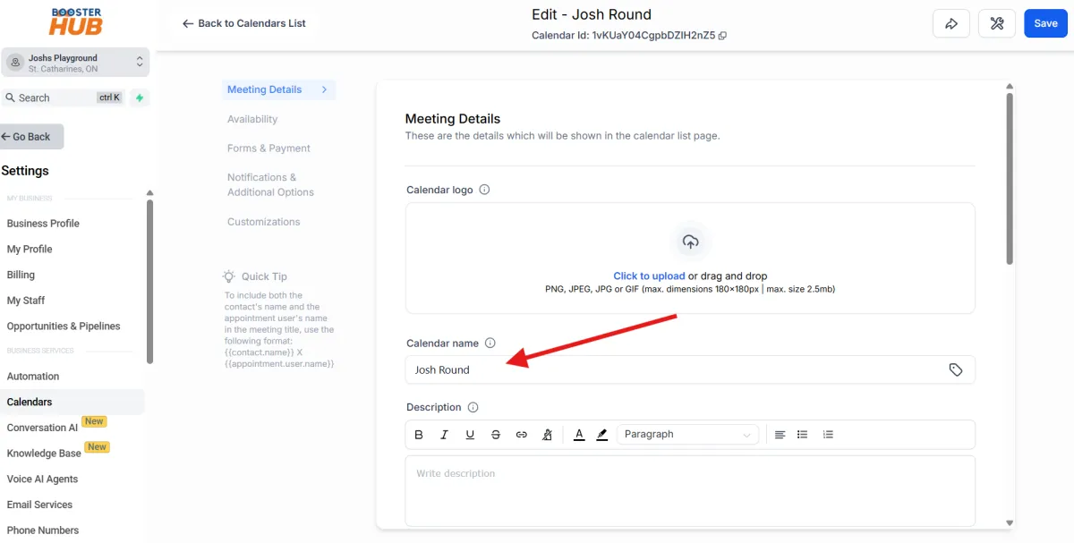 crm calendars boosterhub niagara