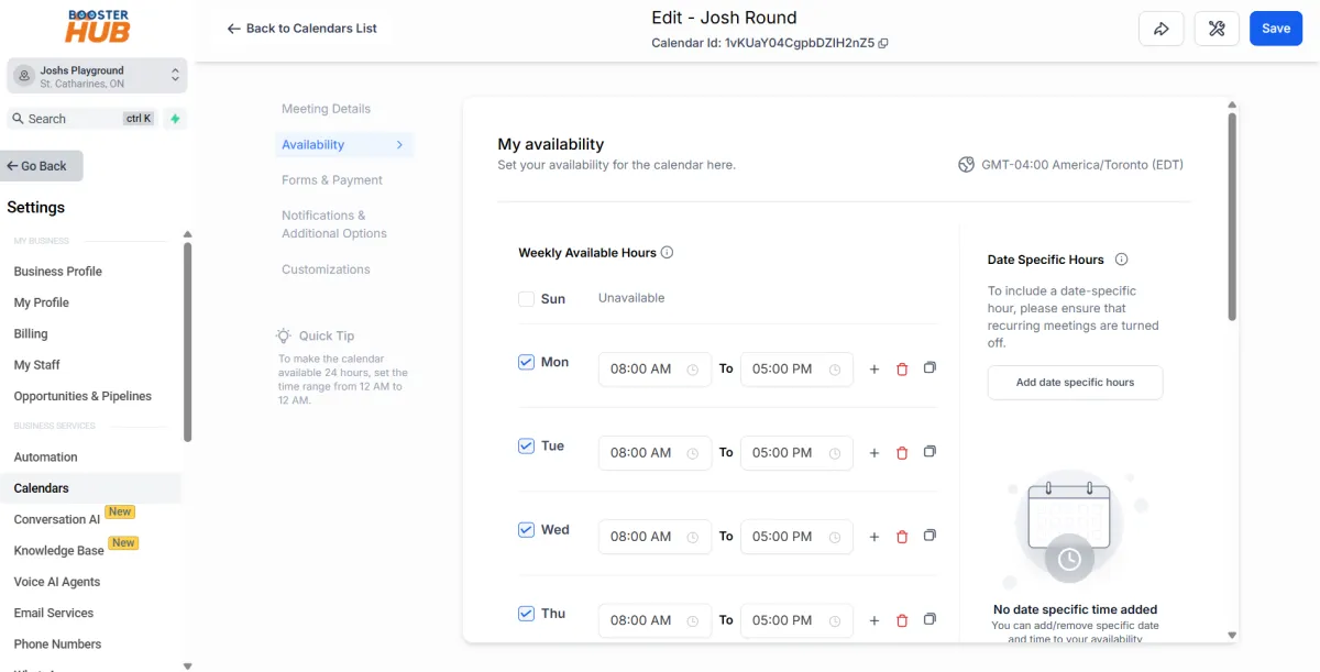 crm calendar boosterhub welland