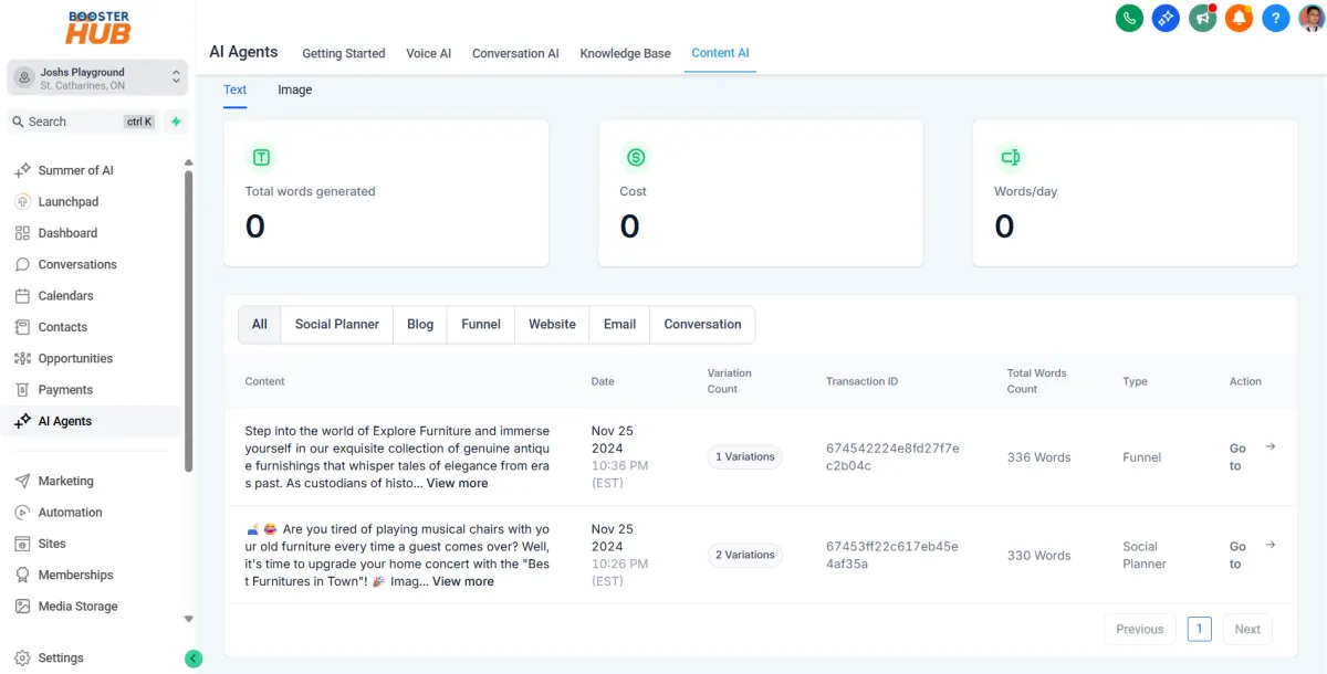 CRM orders boosterhub niagara