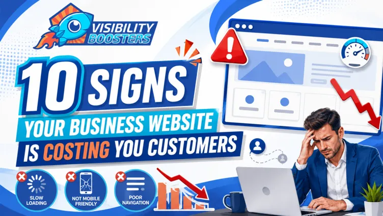 Business owner reviewing website performance dashboard showing warning signs that their Niagara business website is costing them customers.