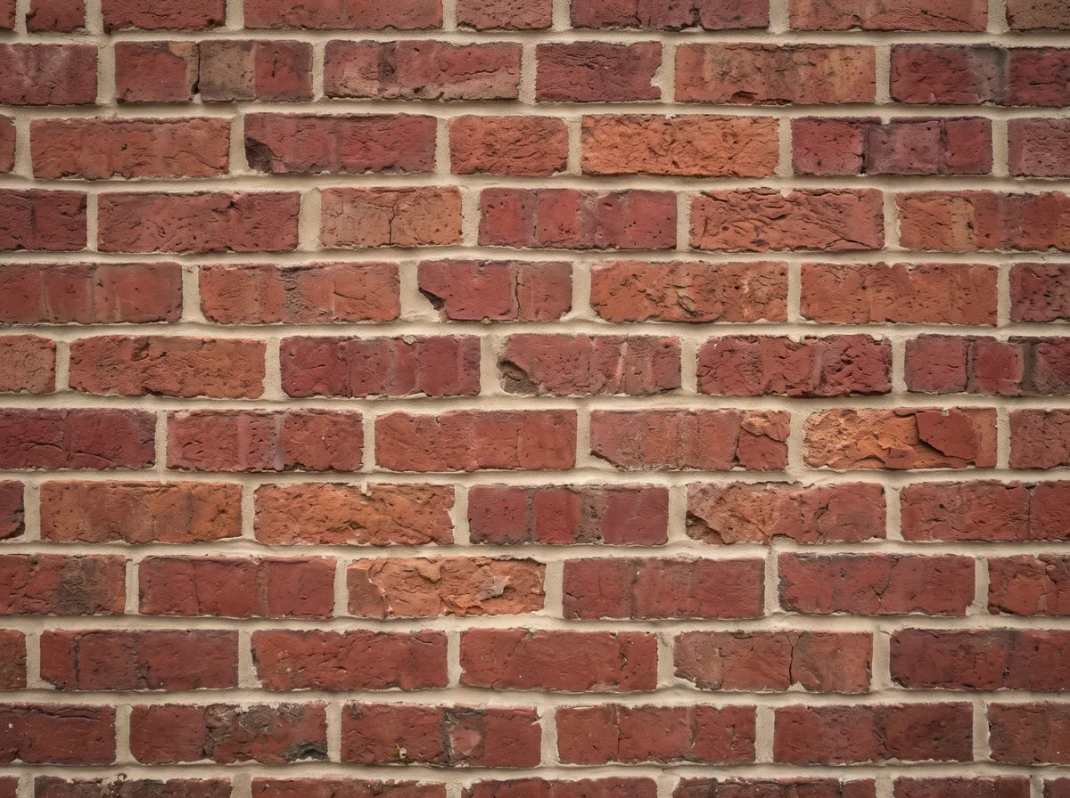 Brick wall before repair with eroded mortar, spalled and missing bricks