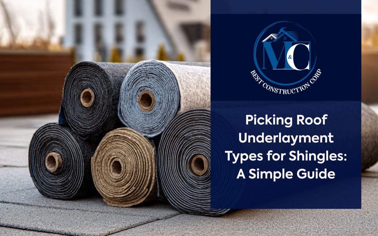 Roof underlayment types for shingles laid flat on a clean roof deck before asphalt shingles.