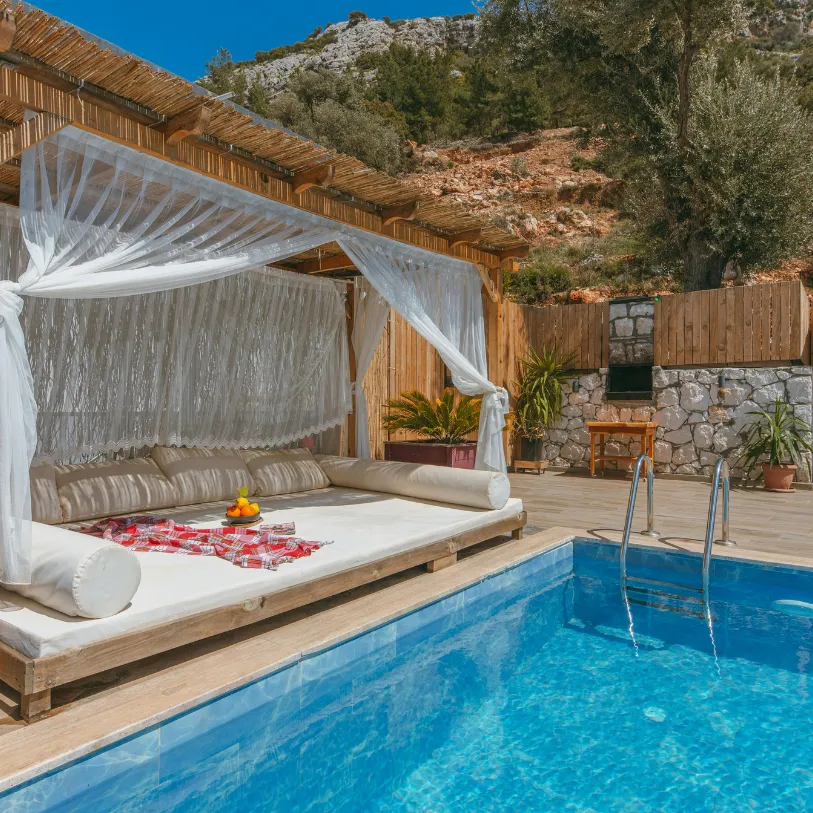 a bed with canopy