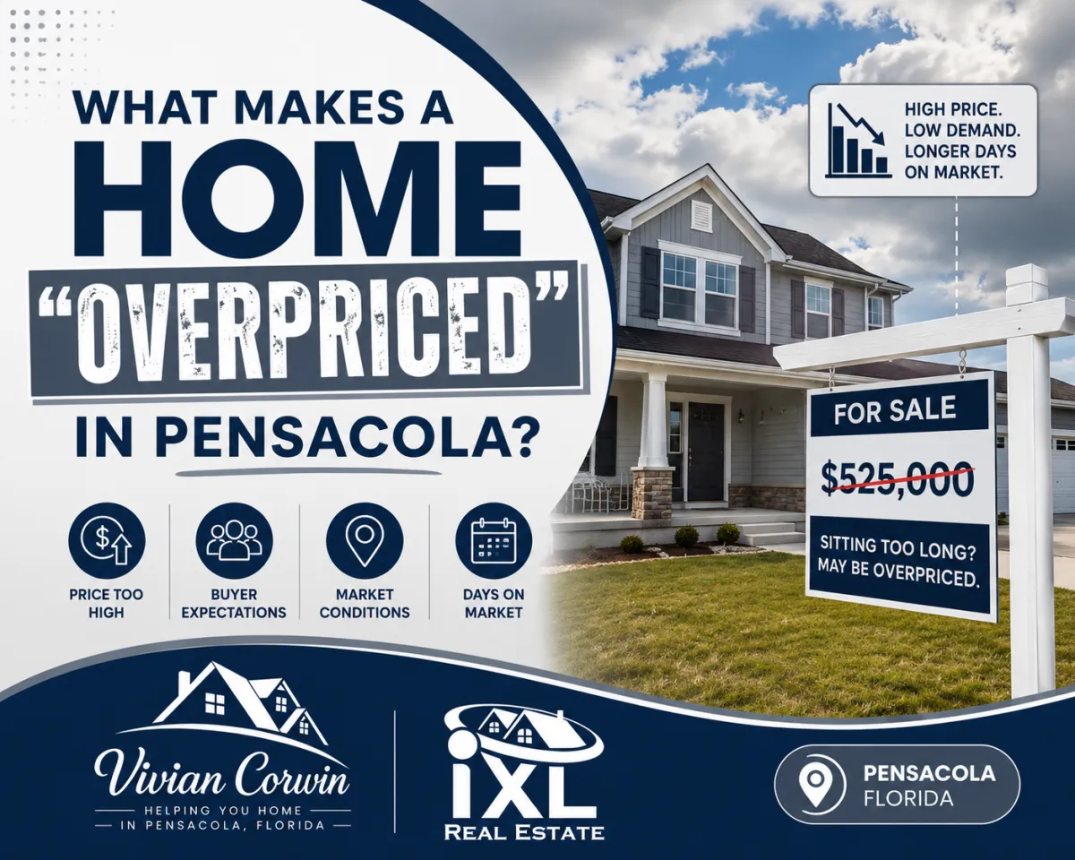Pensacola Florida home listed above market value with for sale sign