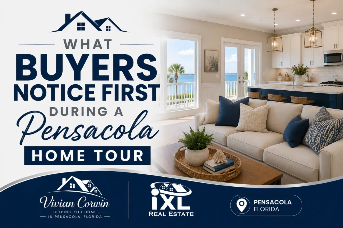 Bright, well-staged home interior ready for a buyer tour in Pensacola, Florida