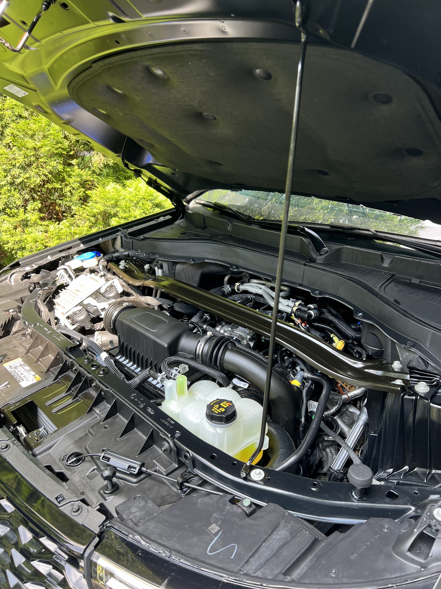 Deep engine bay detailing and degreasing service for a pickup truck in South Jersey.