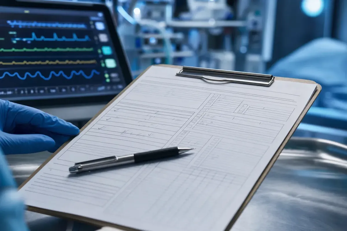 Anesthesia record and monitor representing incomplete charting and litigation risk