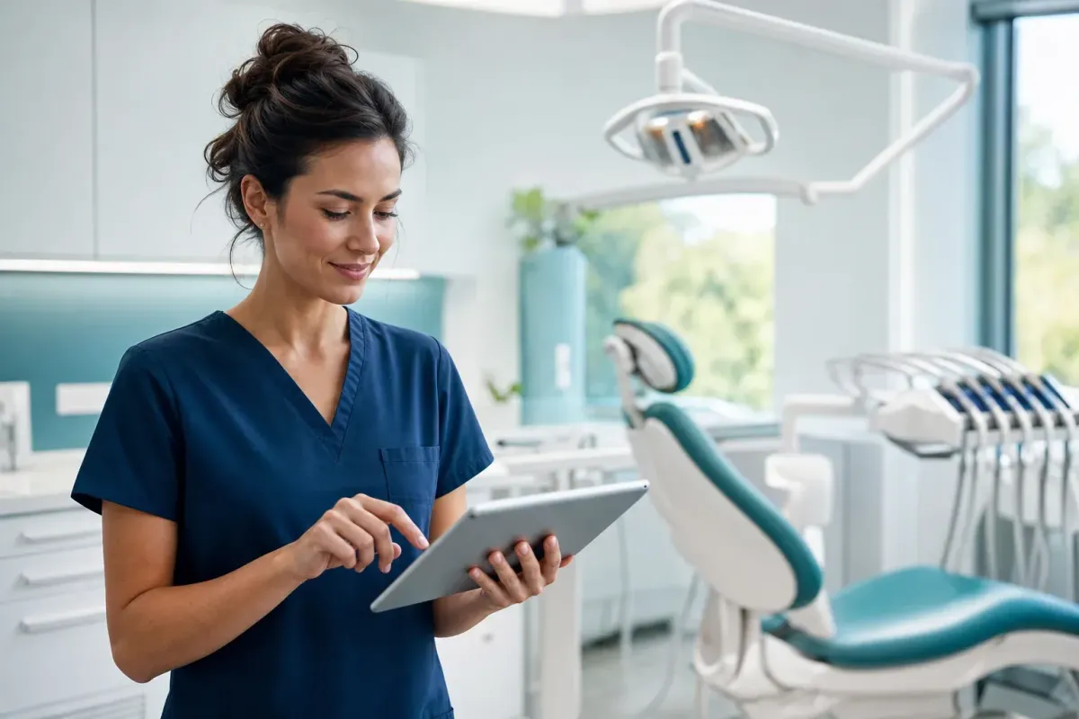 Confident dental professional in a modern practice representing dentist salary and income