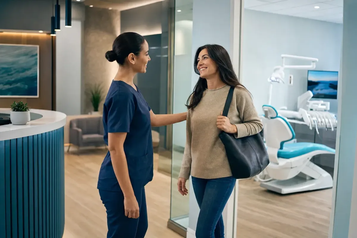 Modern welcoming dental practice conveying comfortable, patient-centered sedation care