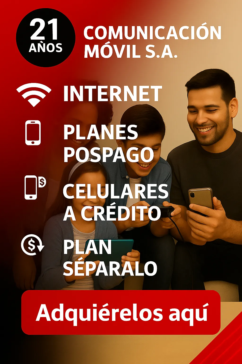 Familia disfrutando de Internet Claro Hogar Ultra Velocidad 900 Megas. Incluye streaming 4K con HBO Max, Disney+ y Paramount+ en Claro video.