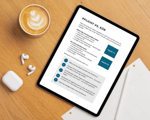 Screen eines Tablets, das die Prioritäten im Workbook zeigt
