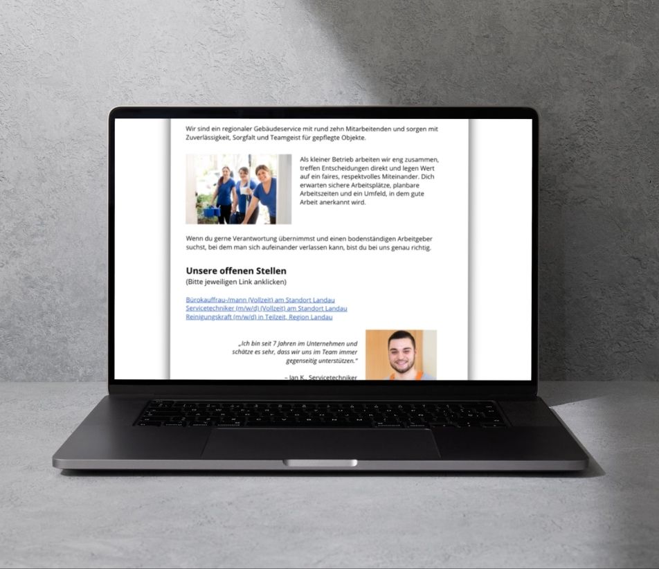Workbook Jobseite erstellen