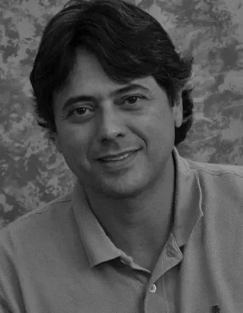 Grupo diverso en foro informal, interacción entre jóvenes emprendedores y directores, acentos fucsia y turquesa, ambiente dinámico y colaborativo.