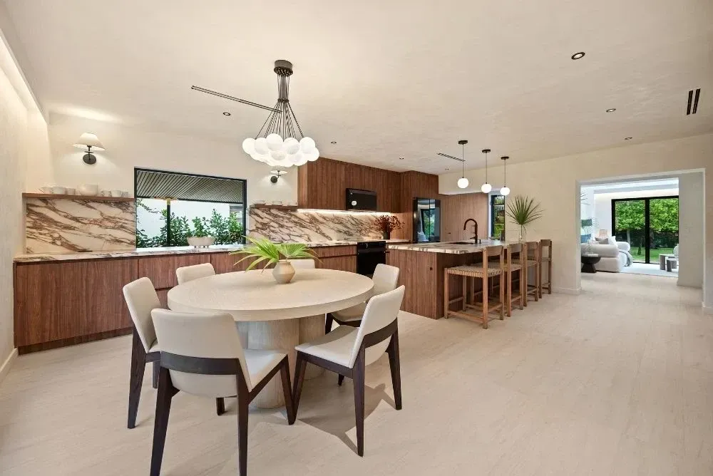 Open-concept living room staged for a Miami home listing