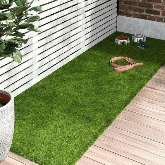 backyard with artificial grass for pet