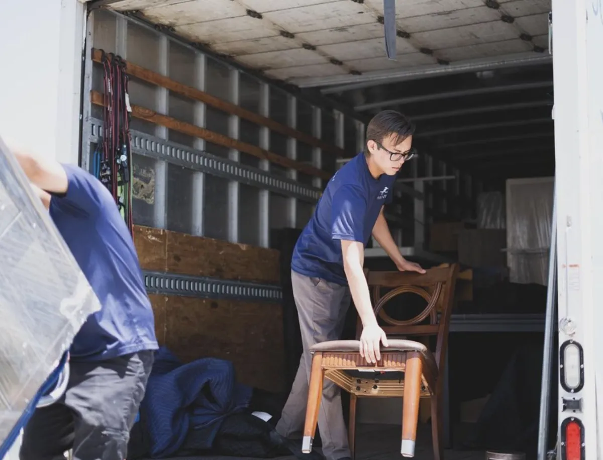 moving chair into moving truck