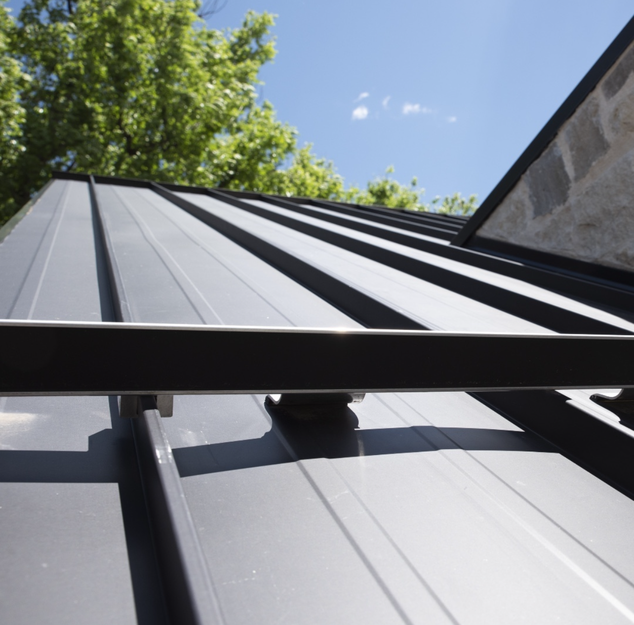 close-up picture of a metal roof