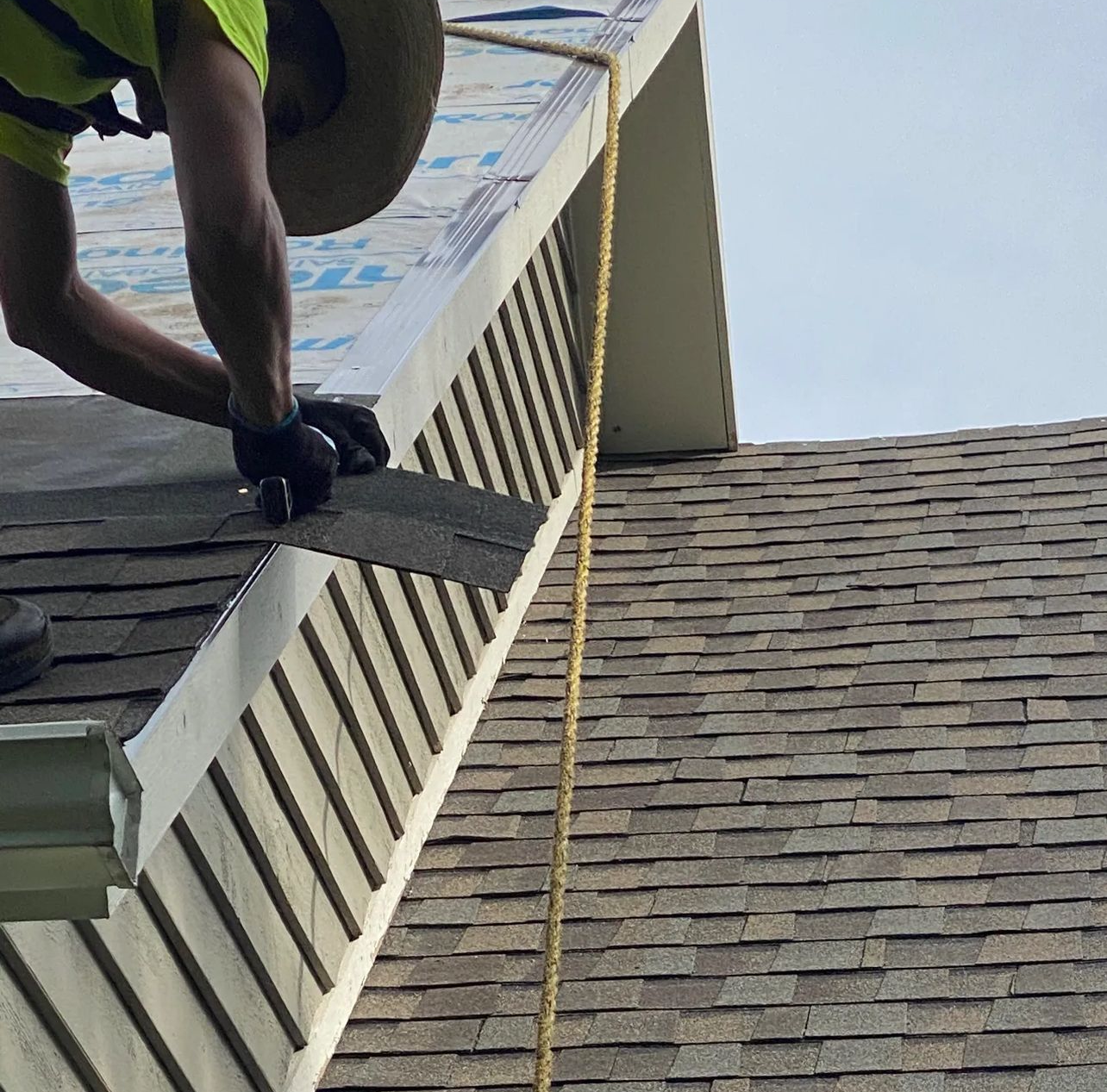 roofer working on a roofing project