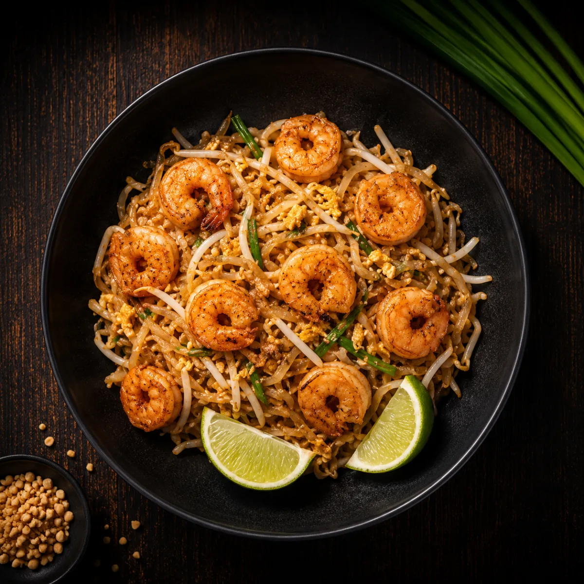 Signature Pad Thai wok-tossed with crushed peanuts and fresh bean sprouts