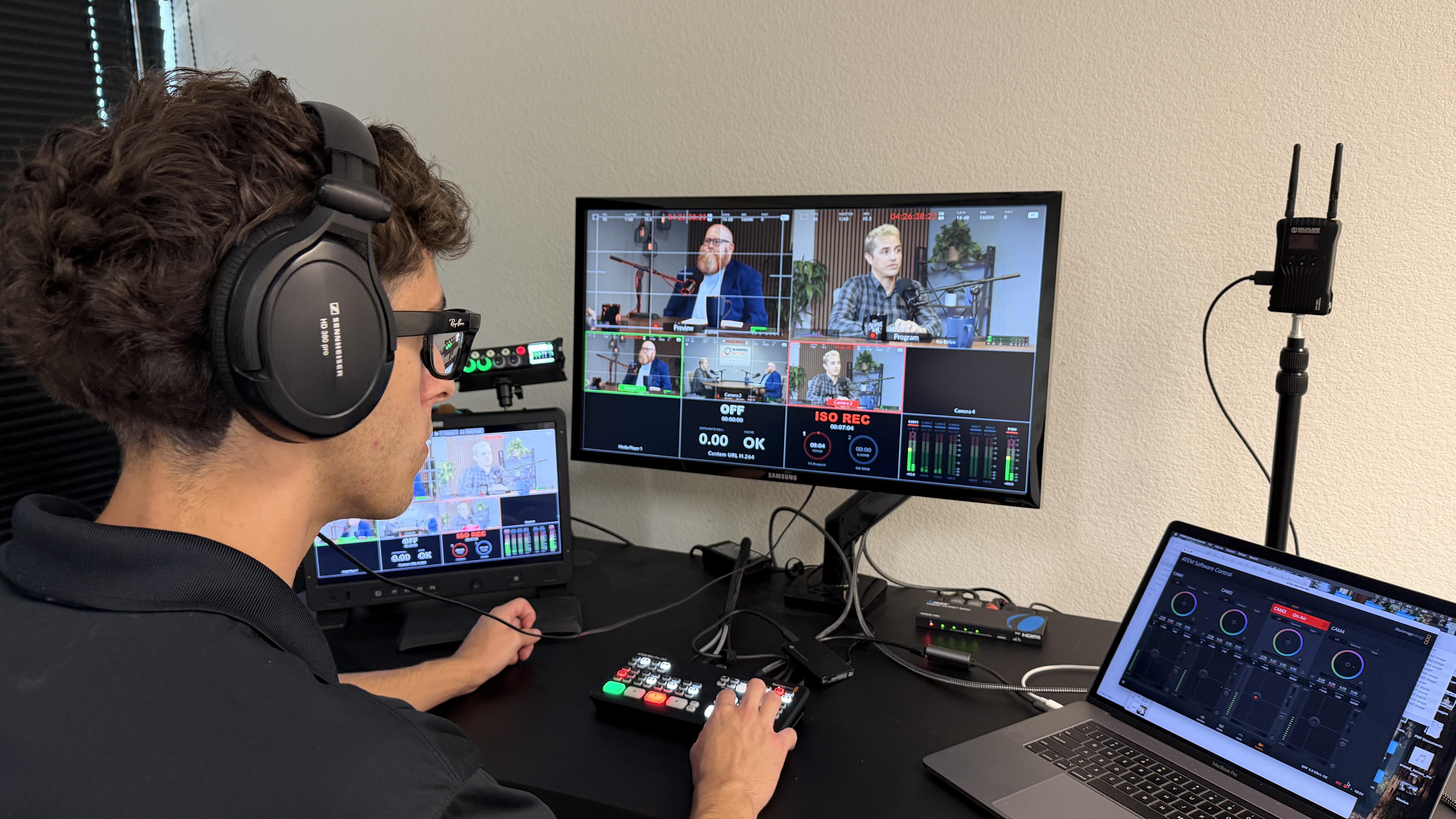 Man at television switcher