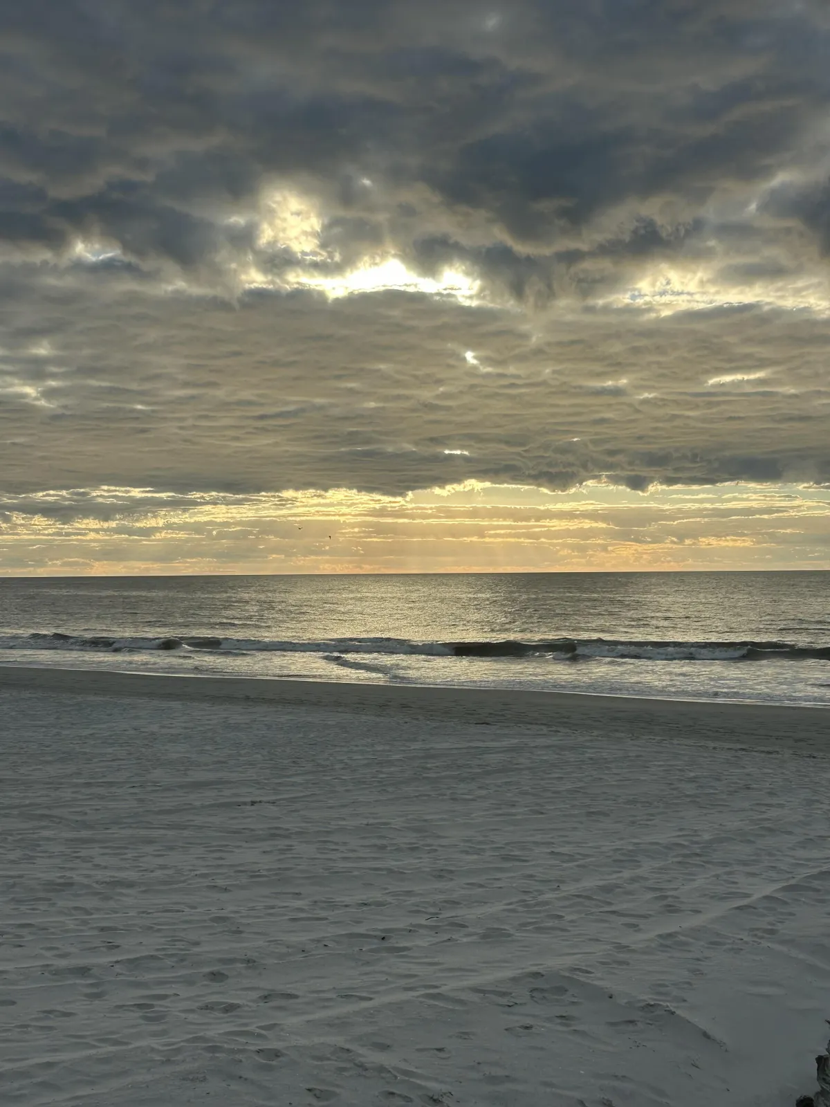 A woman standing in front of a large window with a view of the ocean