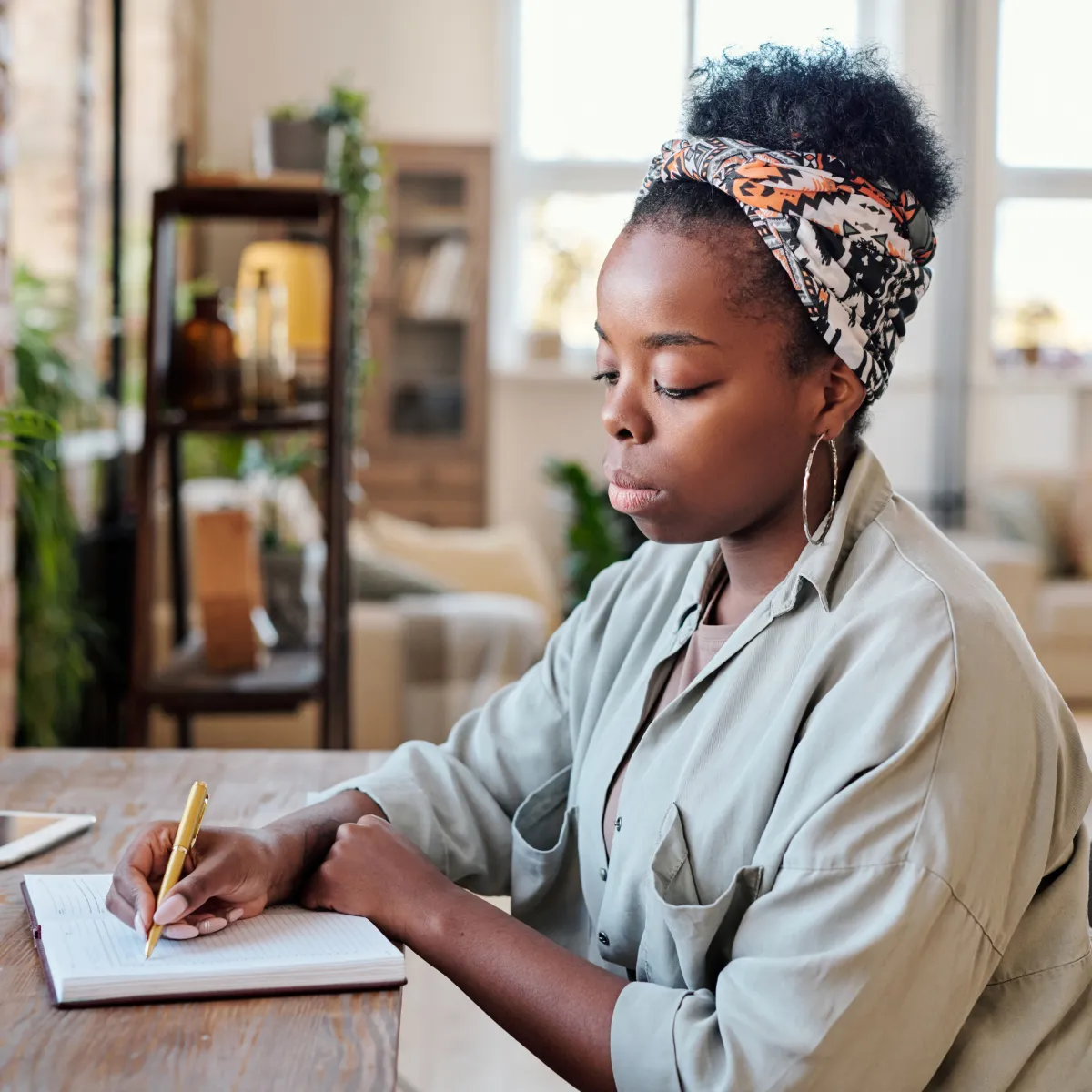 A woman taking notes