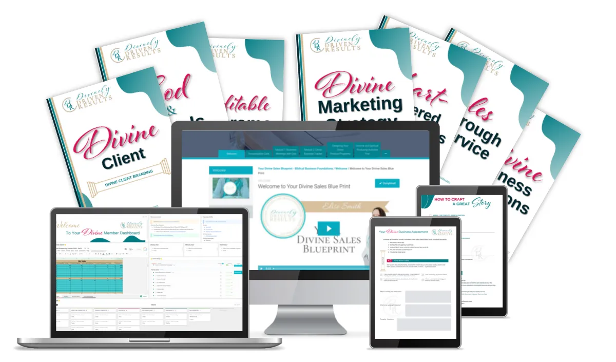 image of the course materials for the divine business coaching program