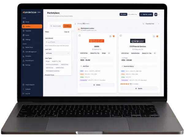 LenderBase percentage match badge and lender card