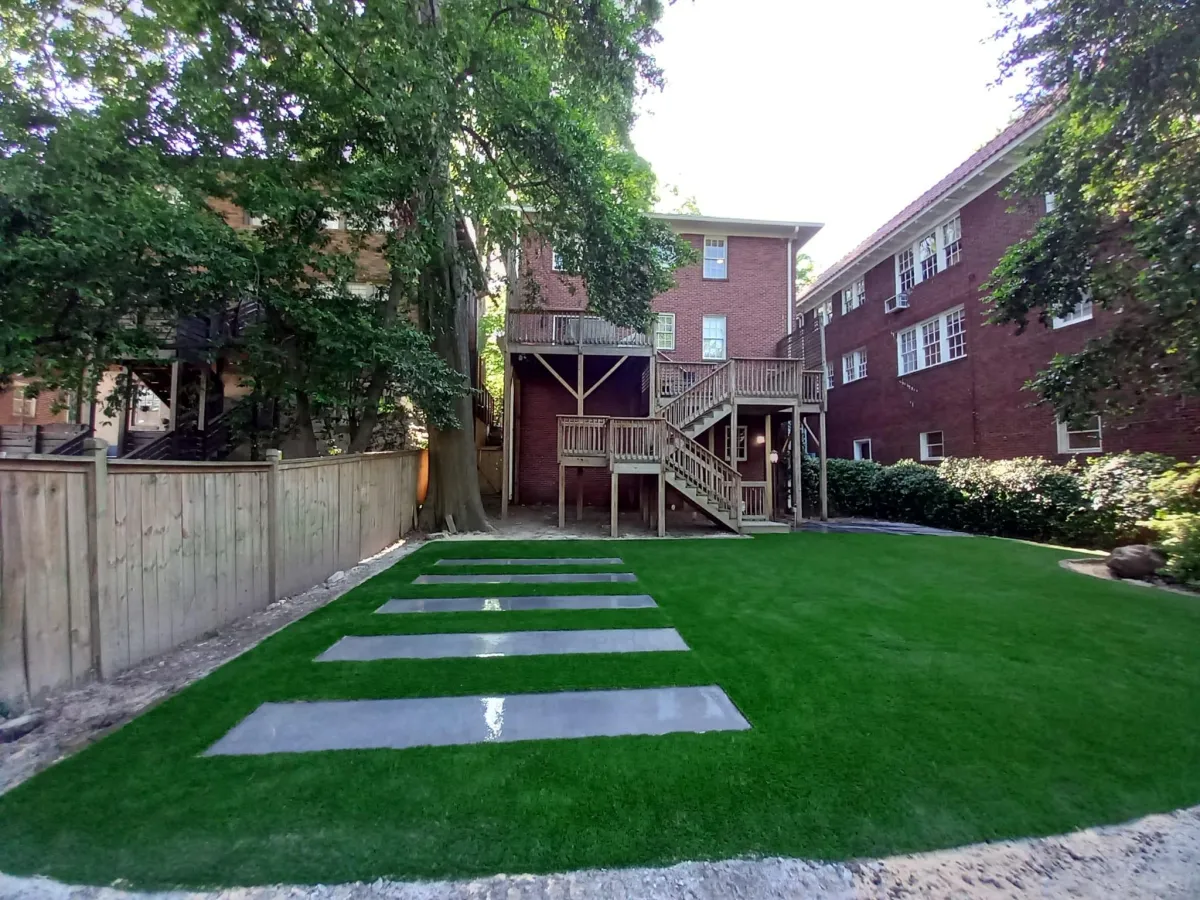 Artificial Grass and Stone Pathways