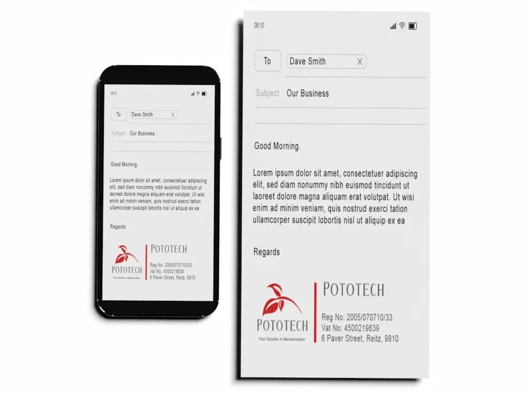 Pototech email signature mockup