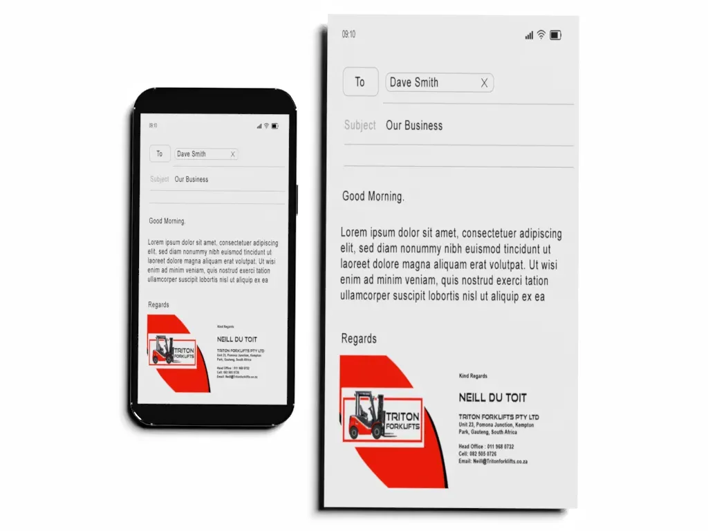 Triton Forklift email signature mockup