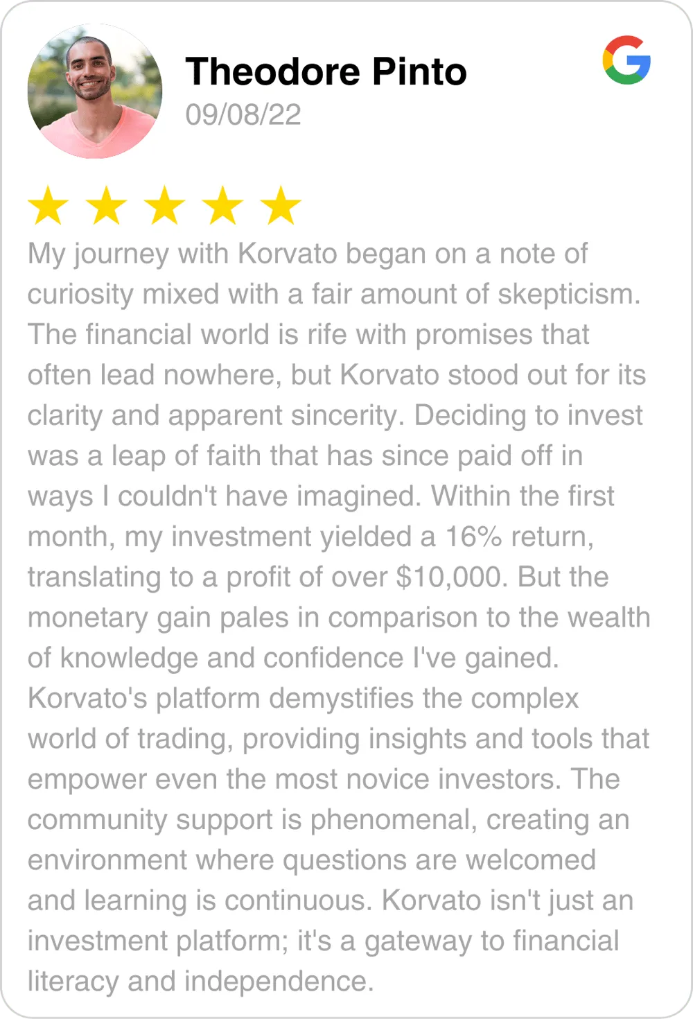 Theodore Pinto Review