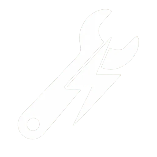 White icon of a wrench and lightning bolts representing fast HVAC repair services by Rush HVAC in Chandler, AZ.